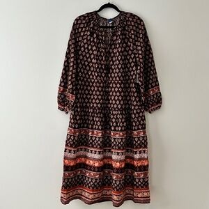 Old Navy Floral Paisley Poet Tiered Long Sleeve Midi Maxi Dress